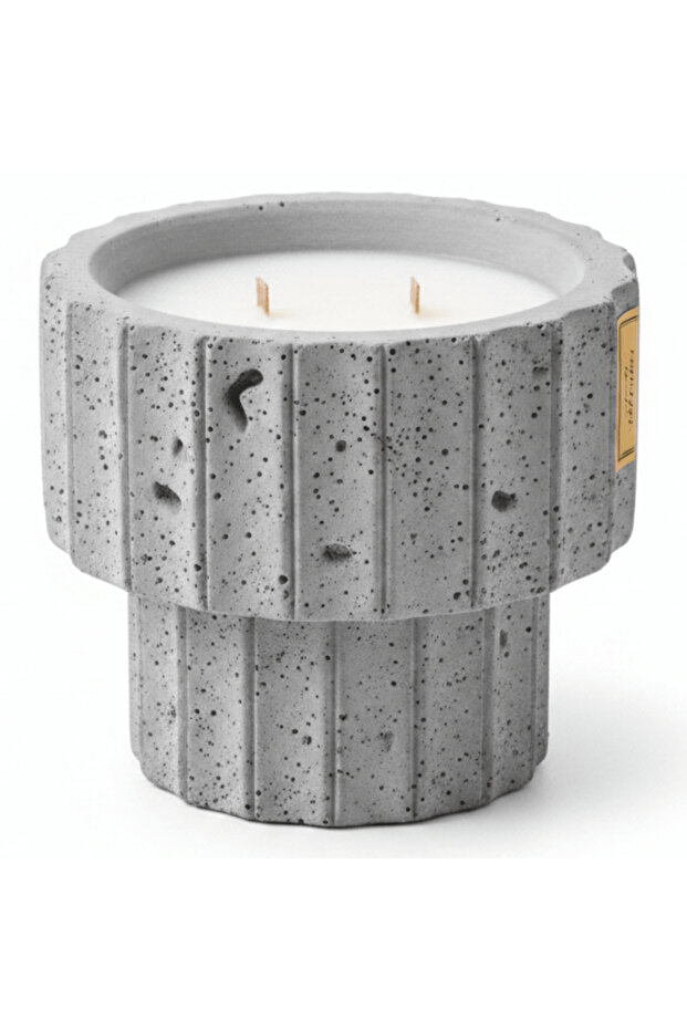 Fresh Touch Scented Candle | Grey Chalk Vessel | Double Wick | 10×10 cm
