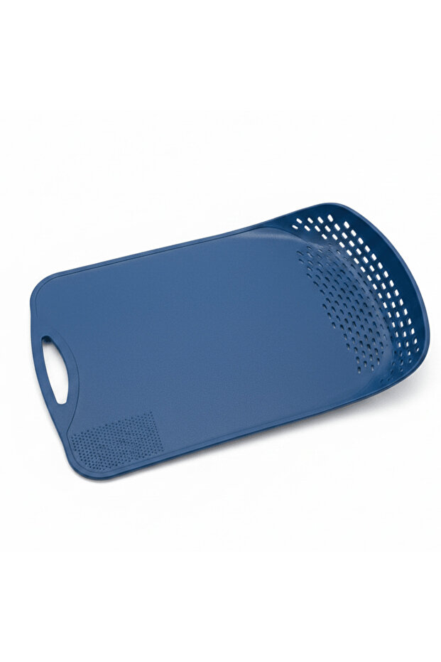 PP Cutting Board 38×24 cm with Built-In Strainer & Handle