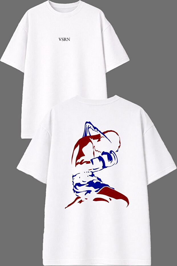 Winner Boxer Design Front and Back Printed White Oversize T-Shirt