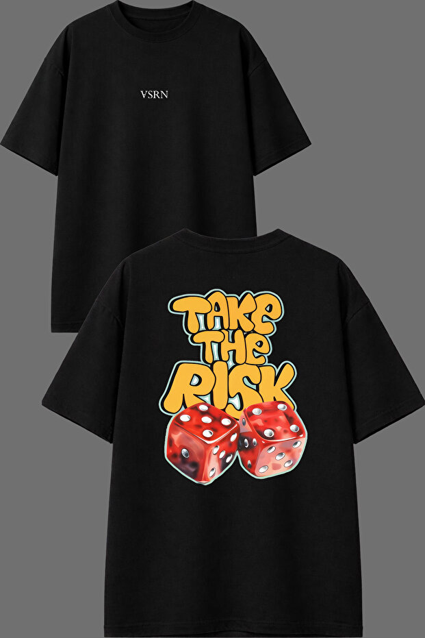 Take the Rsk Design Front and Back Printed Black Oversize T-Shirt