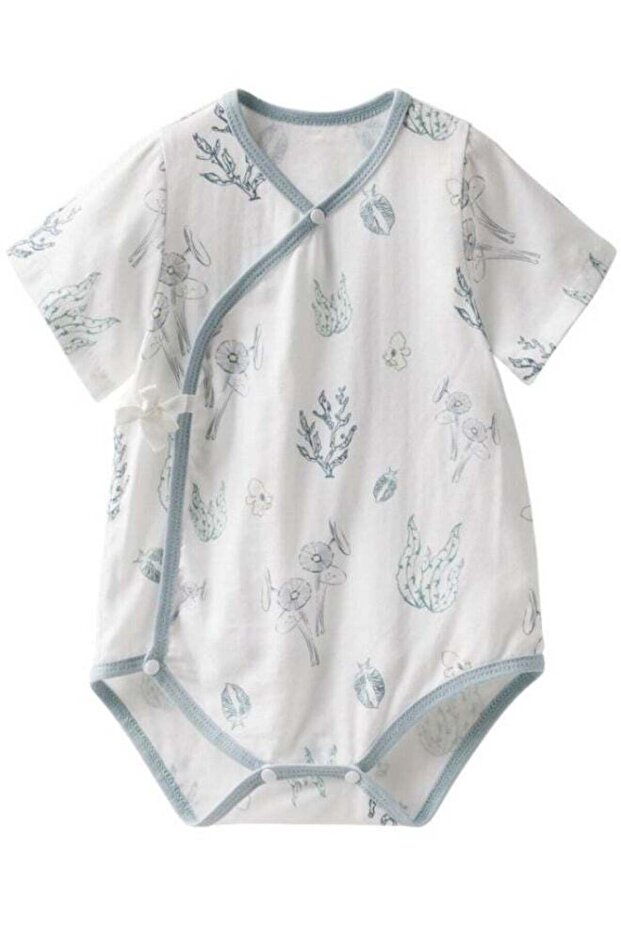 Infant Baby Unisex Jumpsuits with Button Short Sleeve 70%Viscose(From Bamboo)30%Cotton Forest Style Size 0-3 and 3-6 Month Old Babies