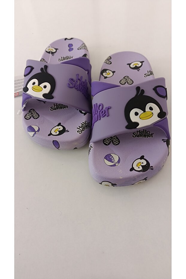 Mersin Md Textile Penguin Figured Children's Slippers Non-Slip Garden Home Beach Bathroom Slippers