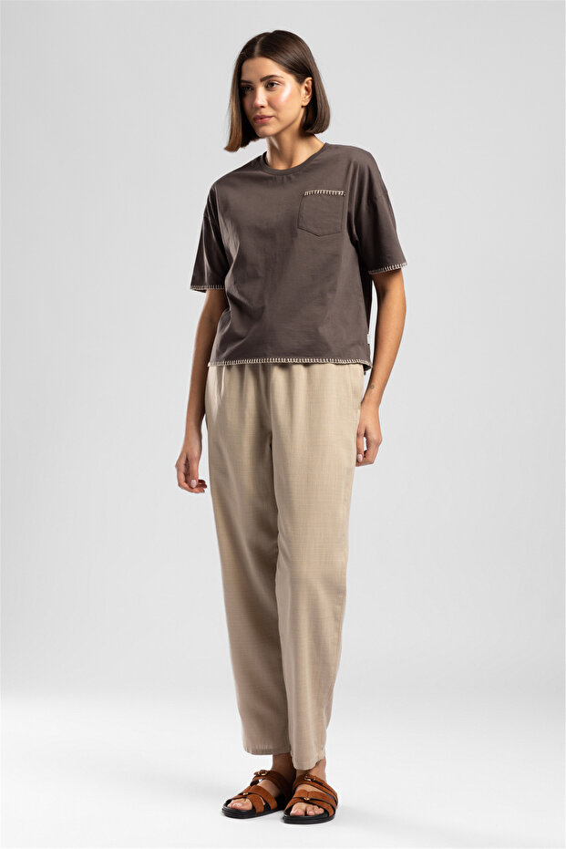 Lola Women's Basic Crew Neck T-Shirt Brown