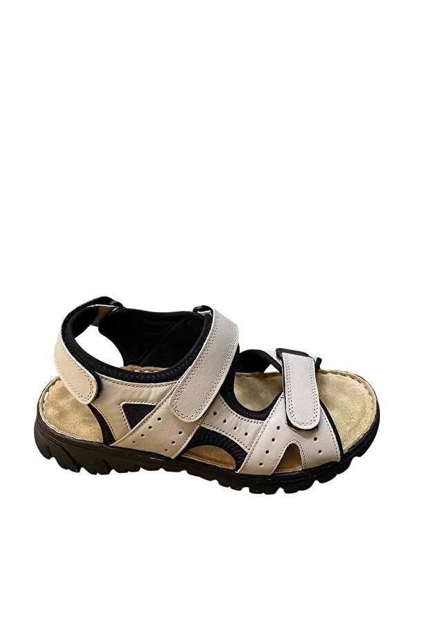 Men's Flat Sole Orthopedic Massage Genuine Leather Double Strap Sandals