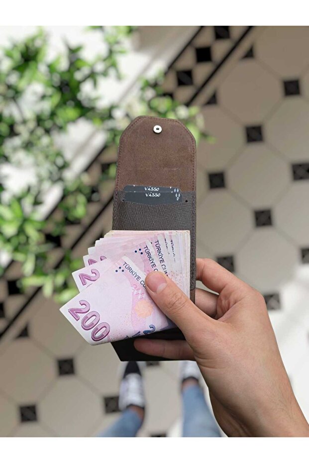 0571 Genuine Leather Legendary Trend Model Multi-Coin Wallet Unisex Card Holder with Snap Fastener Most Preferred Model