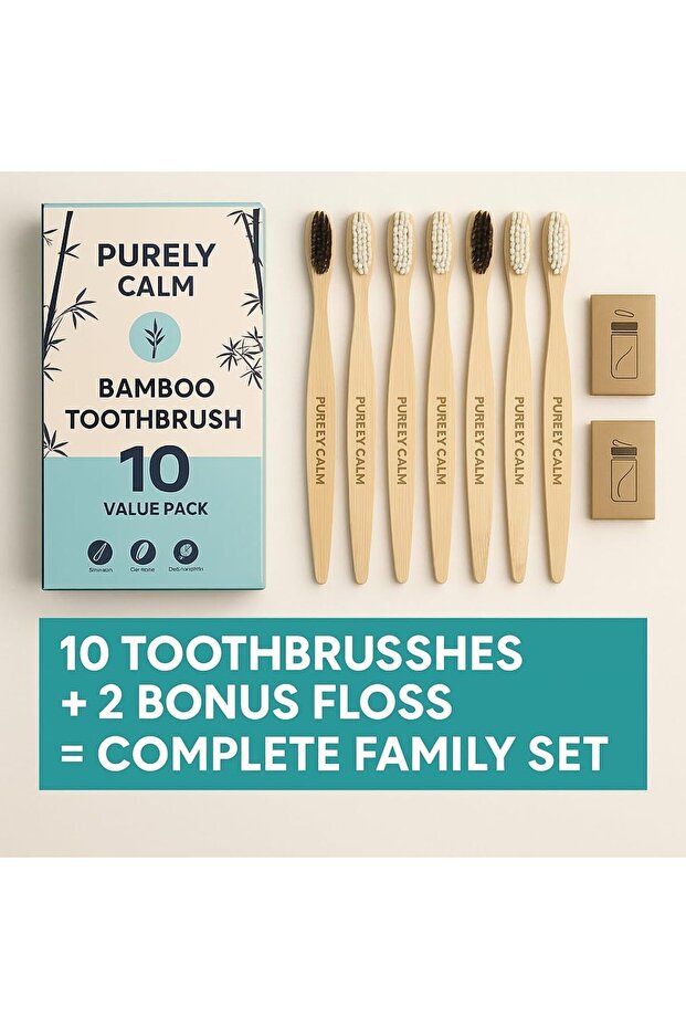 Bamboo Toothbrushes Set – 10-Pack - 2