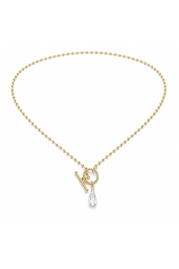 Special Series Lock Detail Drop Marquise Necklace