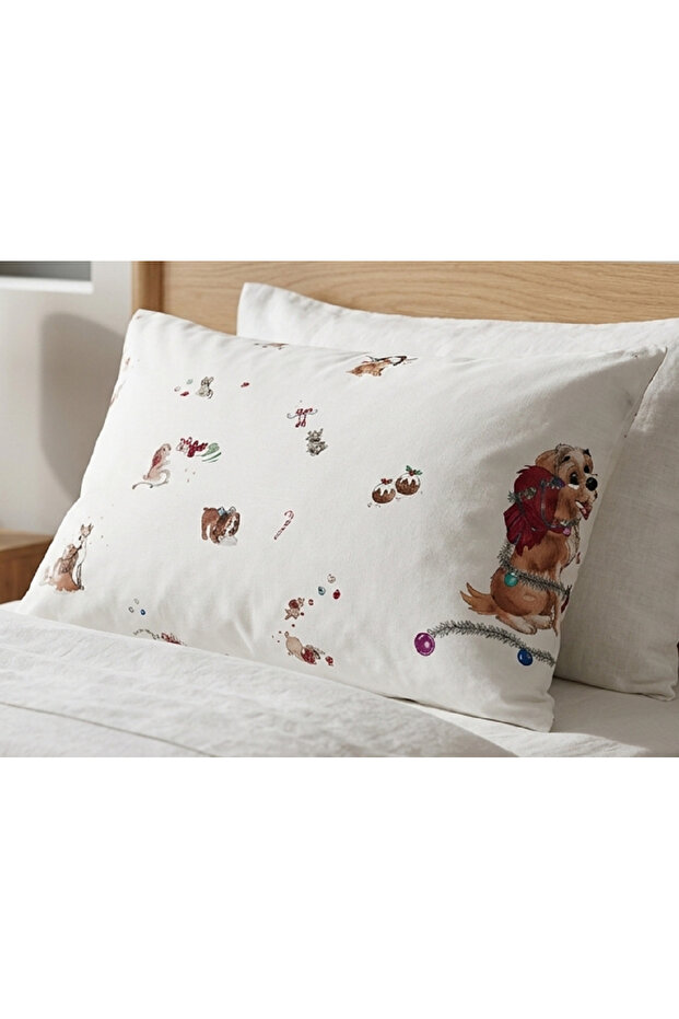 Dog Patterned Pillowcase 100% Cotton Children's Patterned (50X70 cm) – Single
