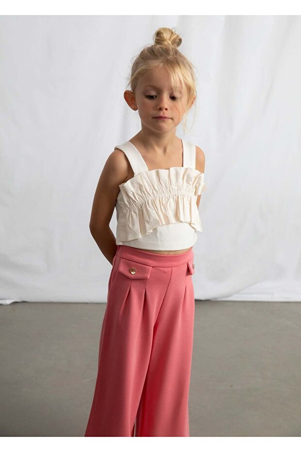 Girl's Strappy Tshirt Cream