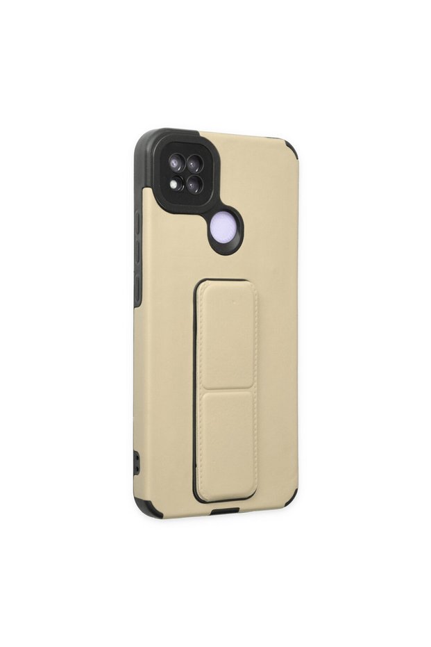 حافظة متوافقة مع هاتف Xiaomi Redmi 9C مصنوعة من السيليكون مع حامل ميجا - ذهبي