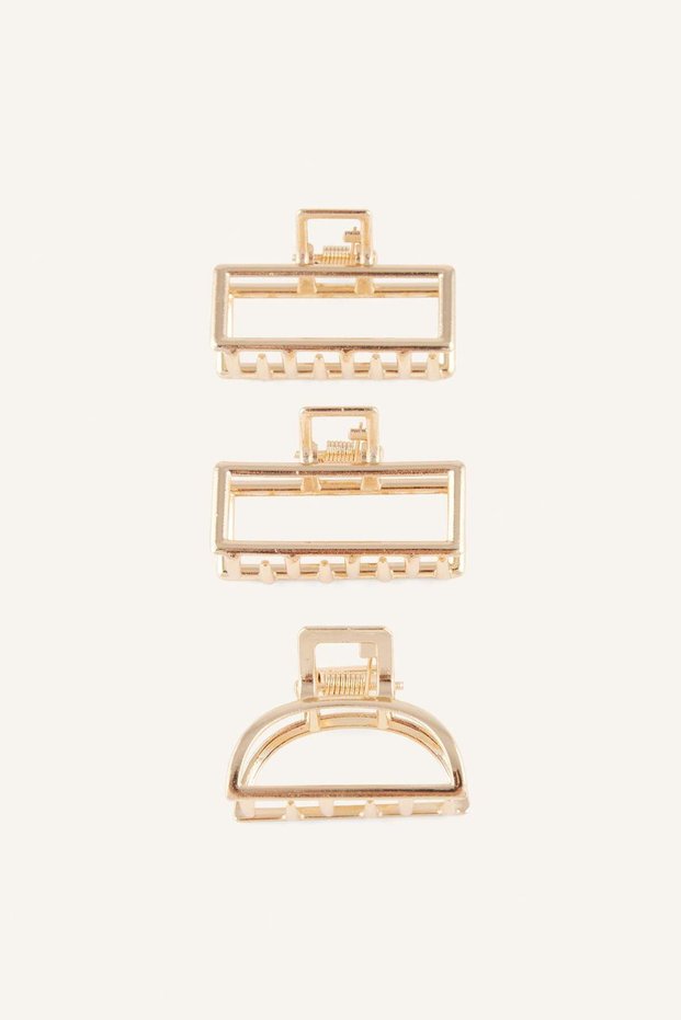 Women's Gold Color 3-Piece Hair Clips H6600Axns