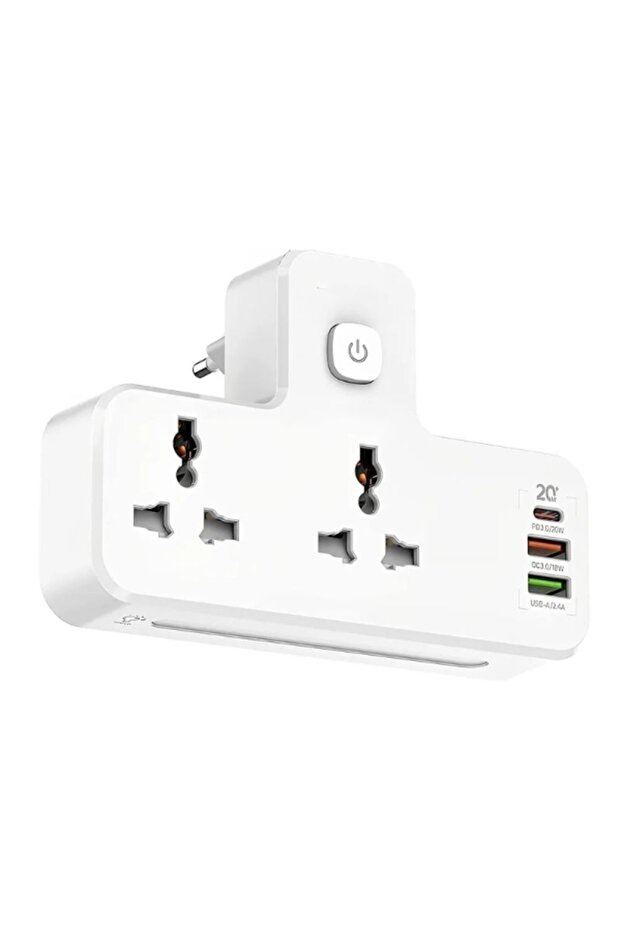 Multi-Function Extension Power , Fast Charging Multi-Port Socket with Soft LED Night Light - 2