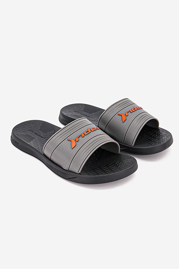 Men Brand Logo Slip On Slides, Black