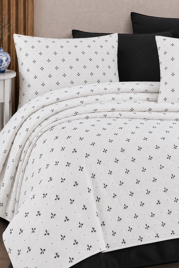 Double-Sided Multi-Purpose Bedspread with Floral Pattern 200*220 & Pique + 2 Pillowcases