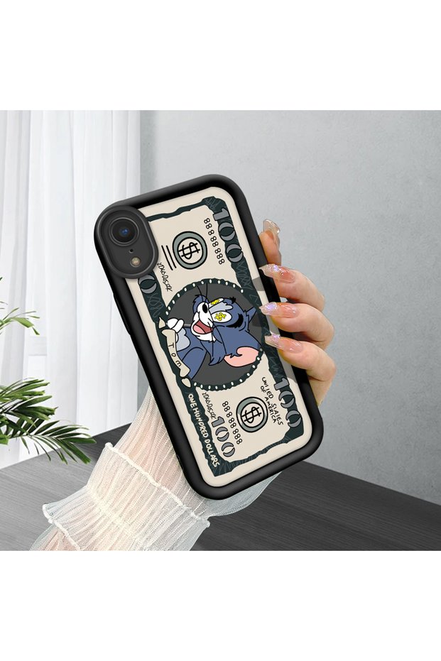 iPhone Xr Compatible High Quality Cartoon Printed Impact Resistant Black Silicone Case