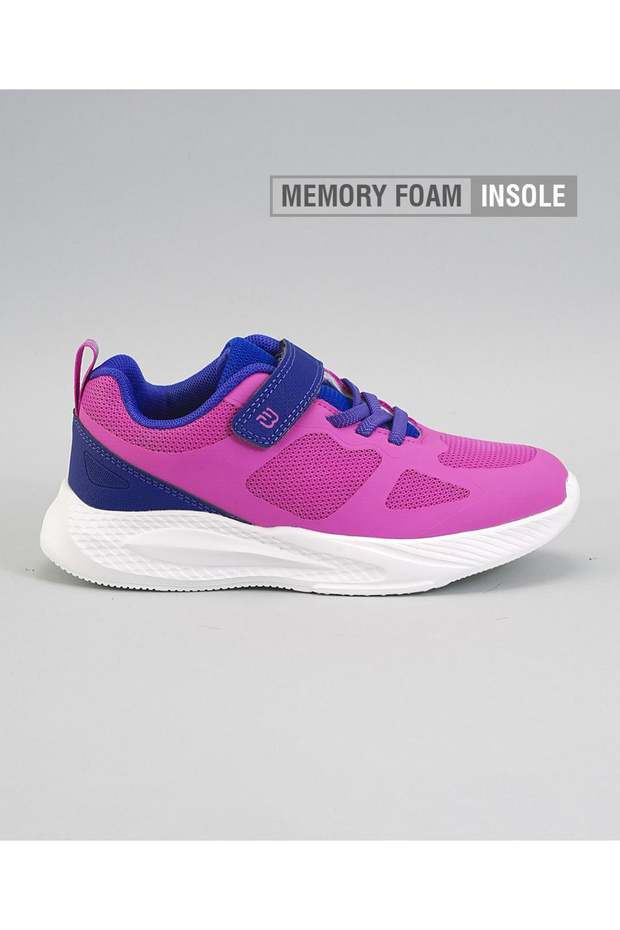 حذاء من الإسفنج المرن ذو إغلاق بخطاف وحلقة - وردي وأزرق كحلي