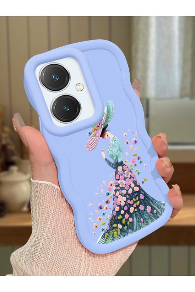 Vivo Y27 Compatible Case Camera Protector Blue Silicone Couple Phone Case Girl Pattern