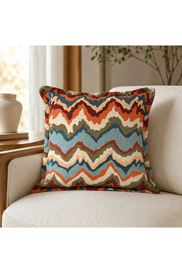 Zigzag Patterned Inner-Filled Throw Pillow - 1