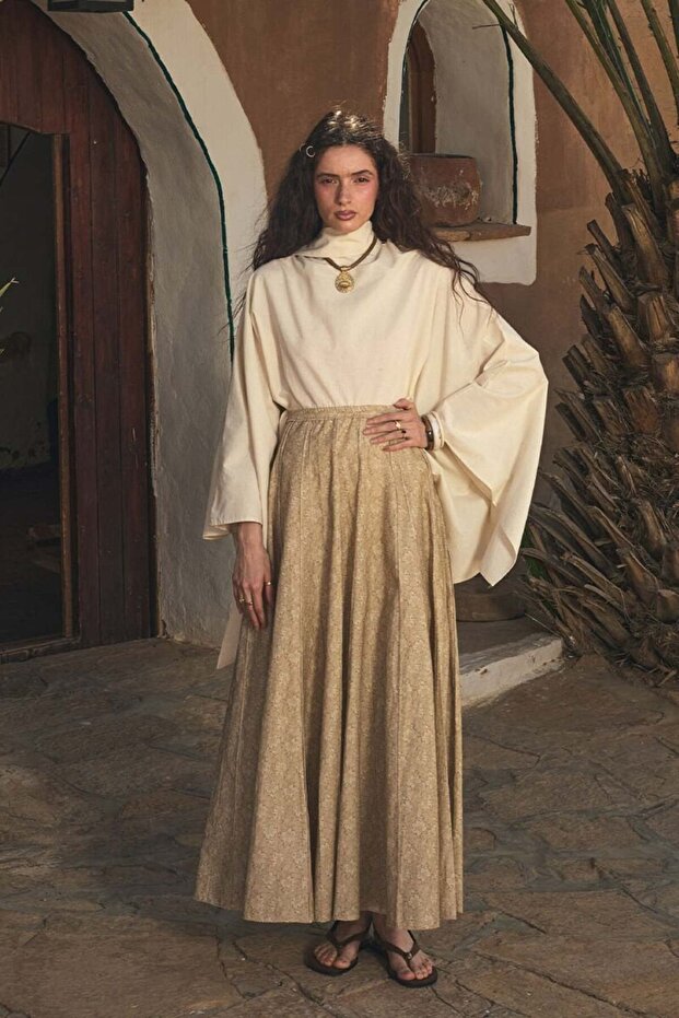 Tunisian Flower Ribbed Skirt