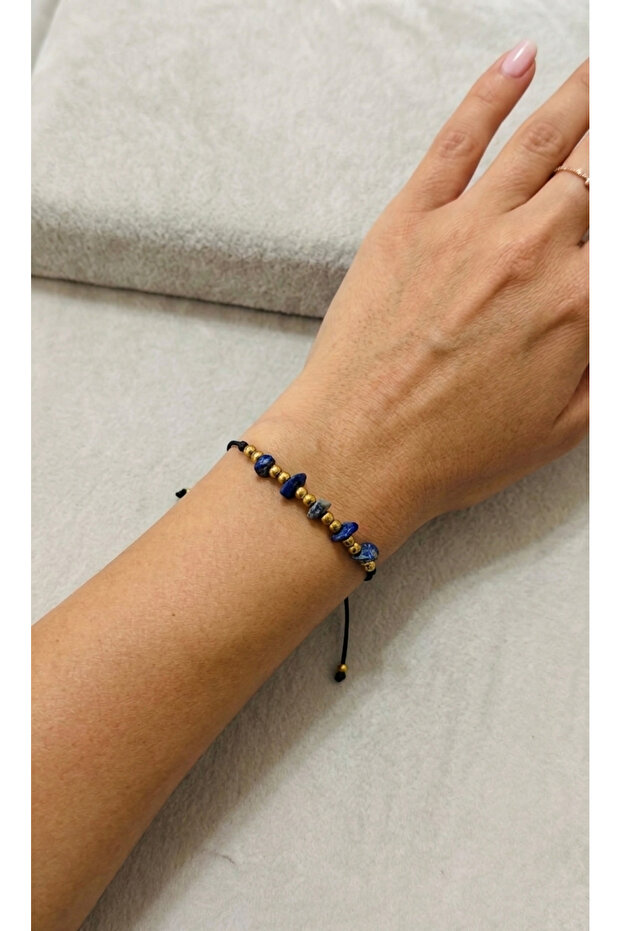 Lapi̇s Natural Stone Unisex Bracelet - Adjustable Drawstring Design