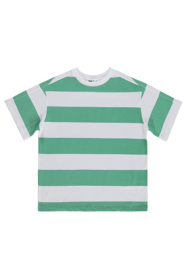 Basic Striped T-Shirt for 6-9 Years Old - Green