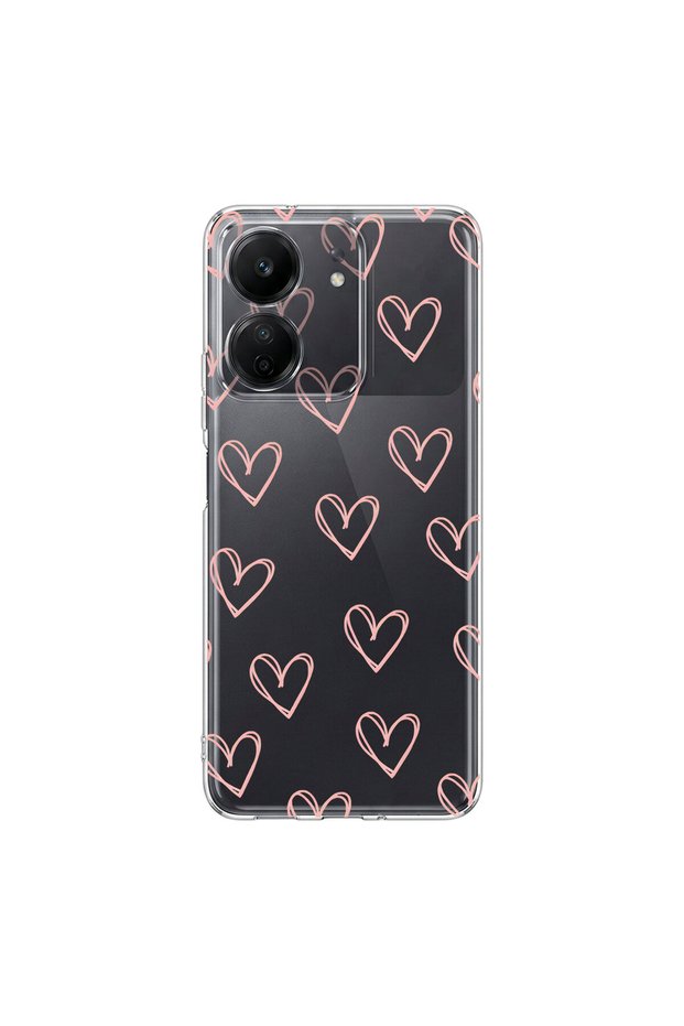 حافظة شفافة متوافقة مع Poco C65 بتصميم Heart 6