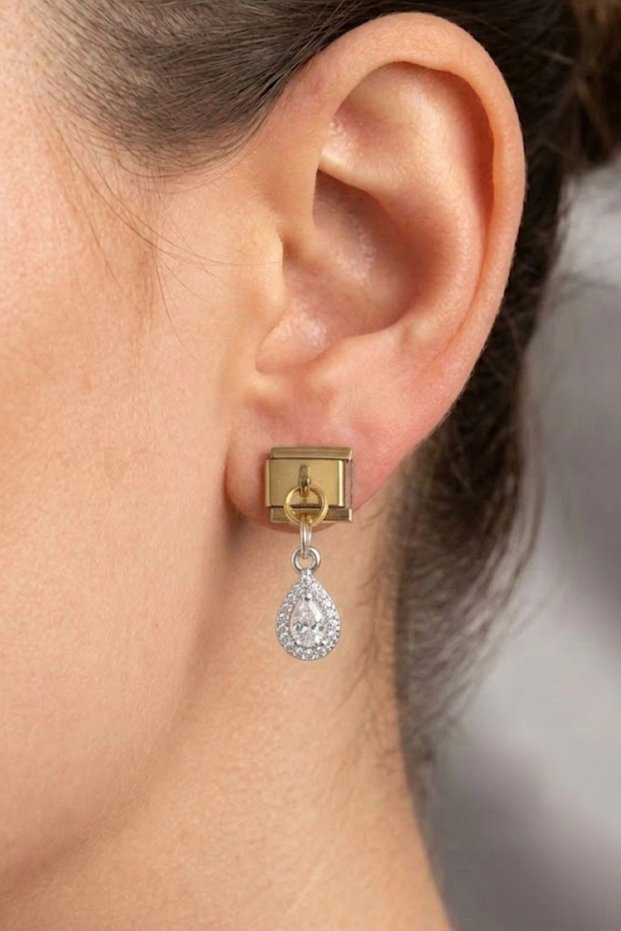 # Earrings 316L Steel Gold Color Dangle Drop Earrings White Zircon Stone Non-Tarnish Stainless Elegant Stylish Women's Jewelry Daily Combination Event Accessory Nomination Charm Compatible