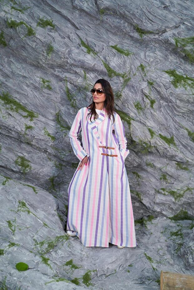 Pastel Strip Elegance Coat