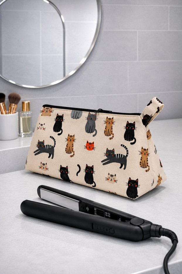 Cat Pattern Hair Straightener & Tongs Organizer Bag Professional Travel Bag