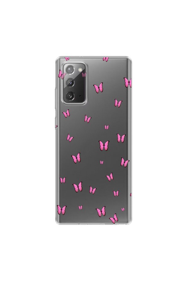 Samsung Galaxy Note 20 Compatible Butterfly 3 Design Transparent Case