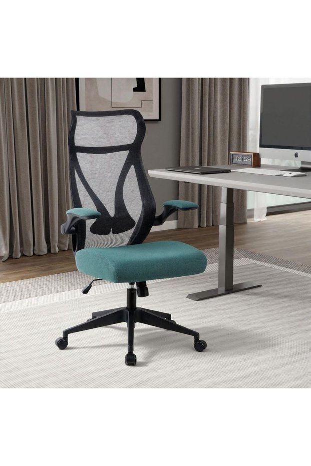 Atrosia High Back Office Chair Ergonomic Office Chair | Modern Desk Computer Chair | Swivel Office Chair | Adjustable Height Chair L64xW64xH114-124cm - Black/Green