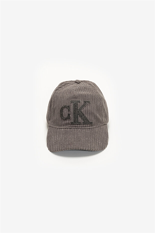 Felt Monogram Patch Cap Erkek Baseball Şapka Gri - 1
