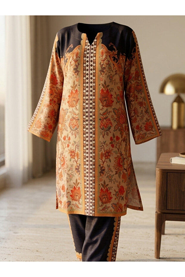 Beige Digital Printed Doria Lawn 2-Piece Suit Set - AFK8867 | Beige