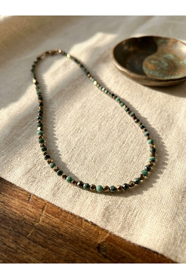 Lepidolite Natural Stone and Steel Combination Necklace