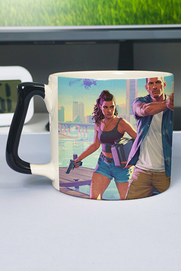 Gta 6 Printed Ceramic Luxury Mug (1 Piece) Special Black Handle Wave Handle V3D