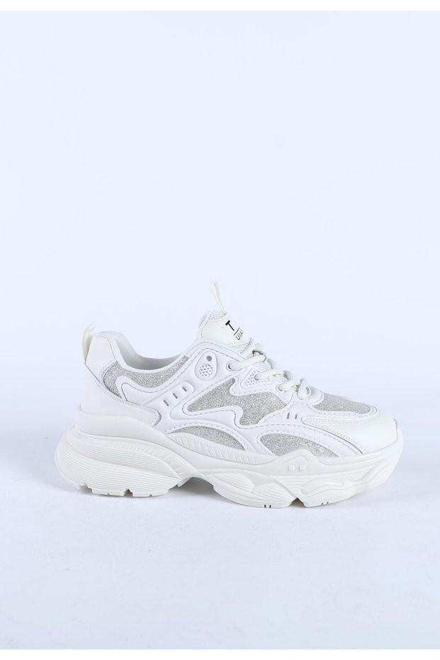 Women's Imported Thick Sole Lace-Up Sports Shoes & Sneakers White