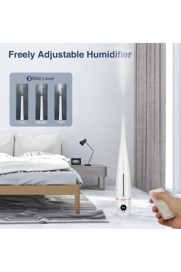 (av7)Large Humidifiers for Bedroom 5L Ultrasonic Cool Mist Humidifier with Remote Control 3 Speed Top Fill Cool Mist Humidifier for Bedrooms Offices Plants Babies