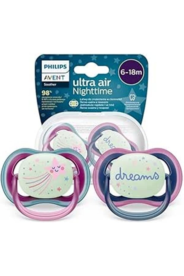AVENT SOOTHER ULTRA AIR NIGHTTIME 6-18M 2S SCF376/14: 6506