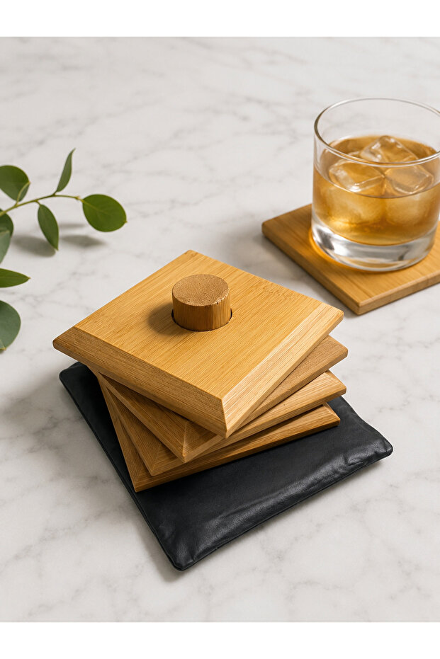 Set of 4 Bamboo Coasters – Stylish and Natural Design