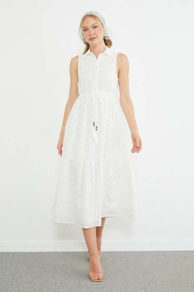 Embroidery Detailed Waist Tunnel Dress