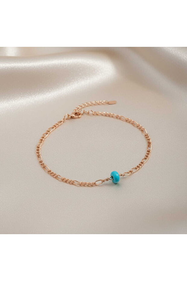 Handmade Glass Evil Eye Beaded Rose Color Chain Bracelet - Elegant Gift