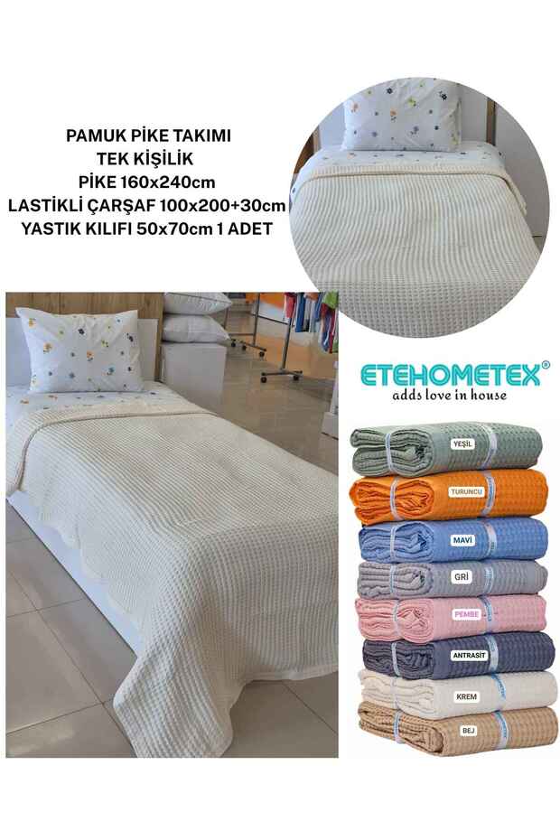 Etehometex Pool Pique Set 100% Cotton Single Person