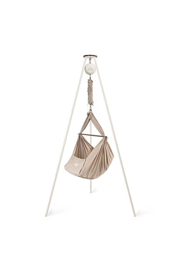 Classic Bundle Baby Hammock With White Motor Premium & Tripod Stand - Organic Cotton Newborn Cradle Swing For Babies