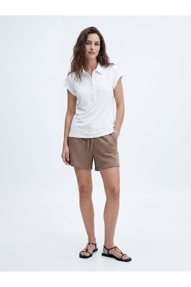 Relaxed Fit Short Stretch Knitted Brown Shorts
