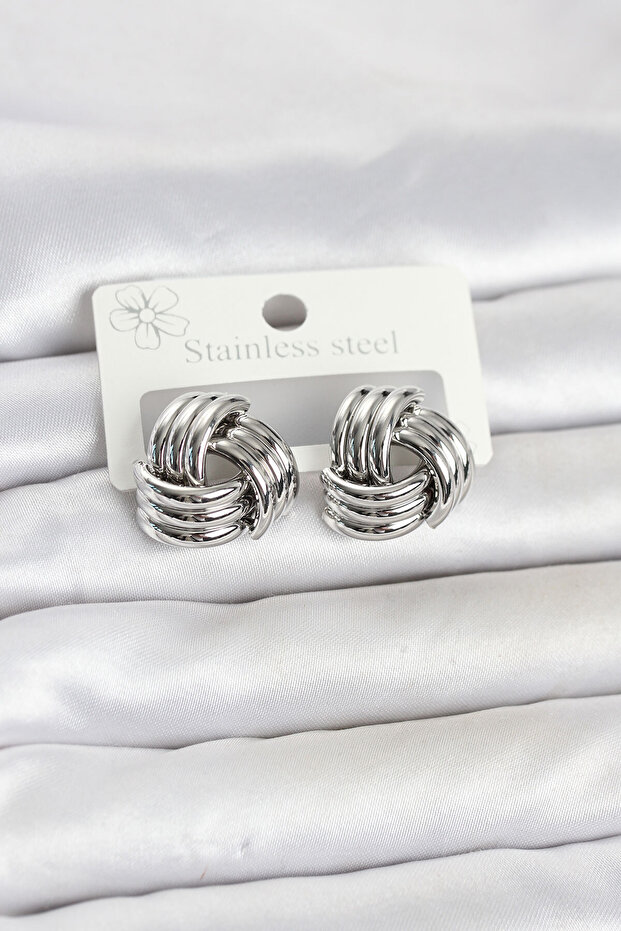 316L Steel Silver Color Spiral Model Women's Earrings -