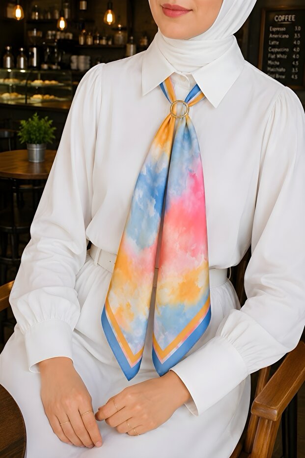 Blue Batik Patterned Scarf