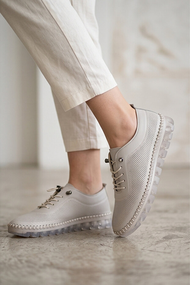 Flexigel Full Orthopedic Gel-Based Women's Cream Loafer - Ultra Flexible Breathable Lightweight Daily Mom's Shoe