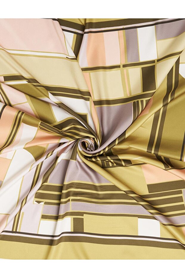 Geometric Pattern Scarf Oliv - 2