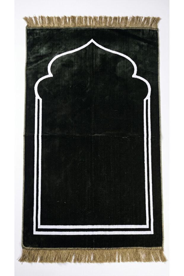 Four Seasons - Khaki Green Machine Woven Velvet Prayer Rug 70X110 cm