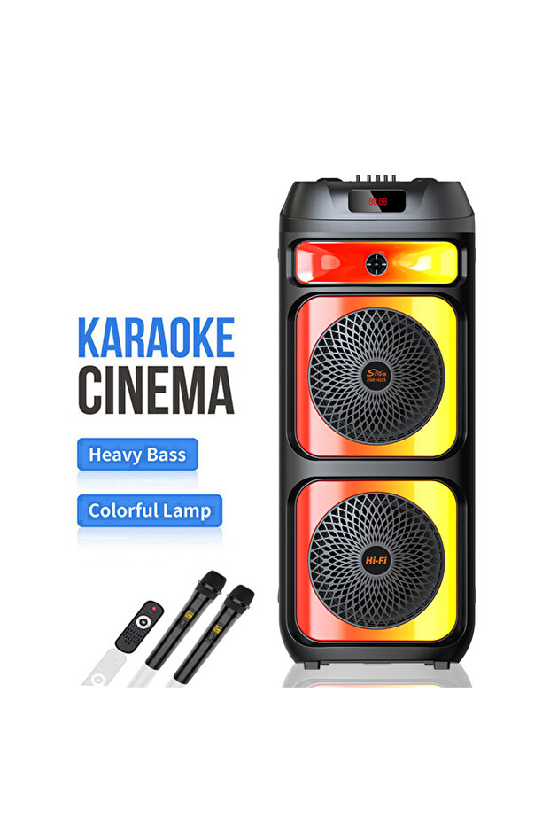 نظام مكبرات الصوت Sing-e ZQS10225 يتميز بإضاءة RGB نابضة بالحياة ويحتوي على ميكروفونين لاسلكيين للكاريوكي.
